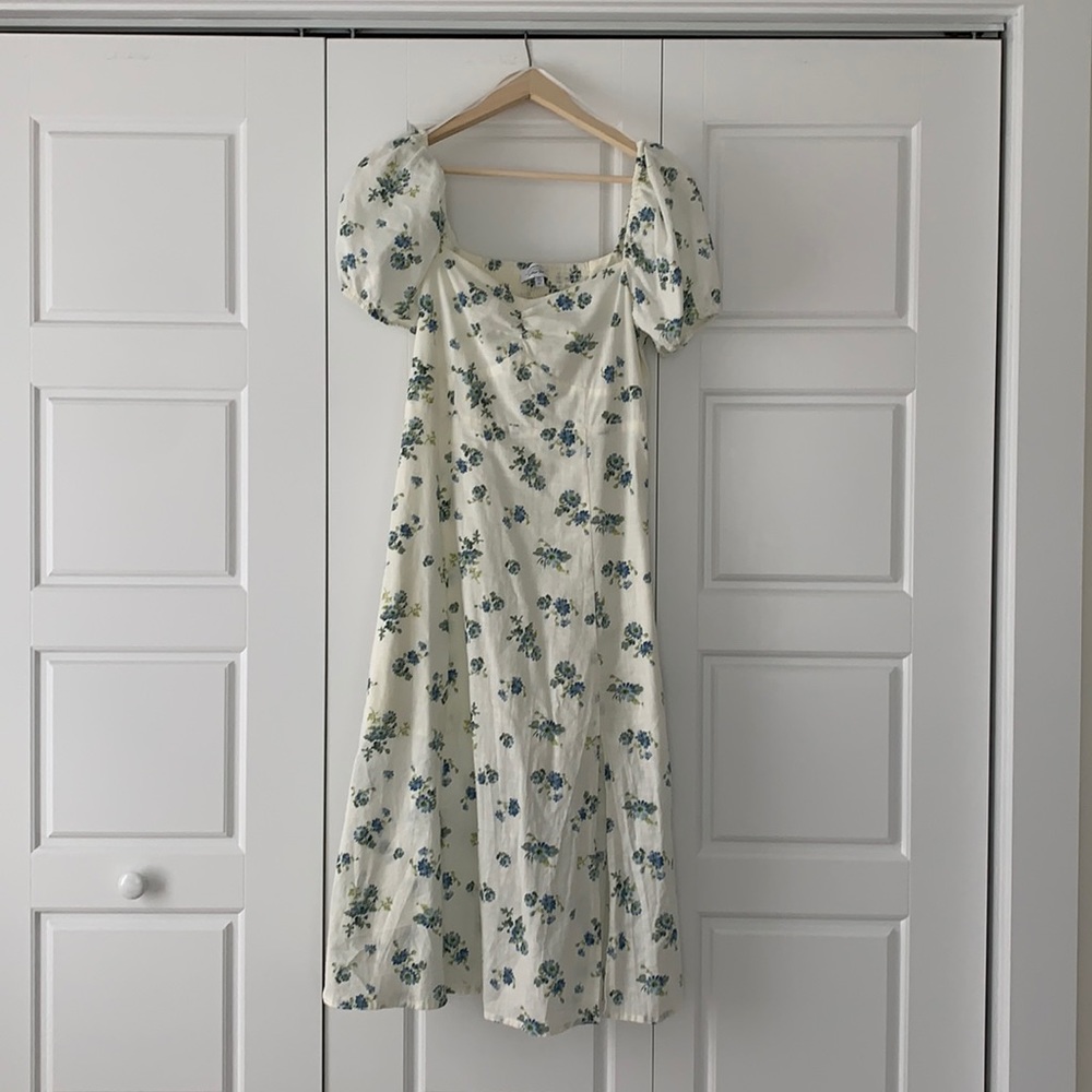 & Other Stories Floral Puff Sleeve Midi Dress